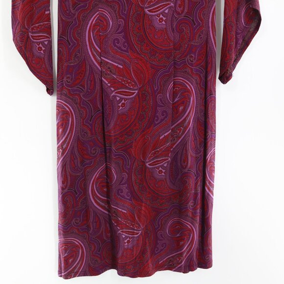 Laundry Paisley Dress Womens 8 Purple Red Officecore Whimsigoth 70s Witchy Gypsy - Picture 9 of 10